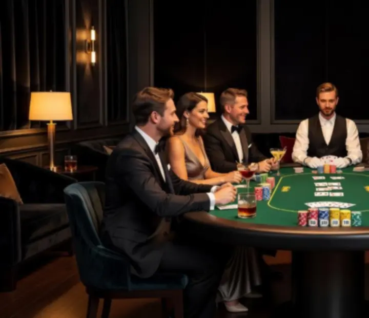 Wieczór pokerowy offline i rozrywka w stylu ruletki w prywatnej sali Lounge