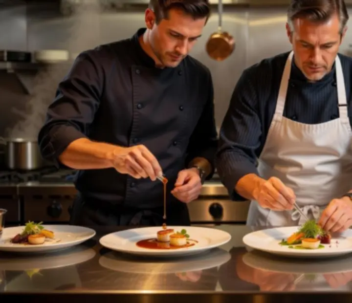 Zespół kucharzy pracujących w kuchni restauracji Strefak Ravel
